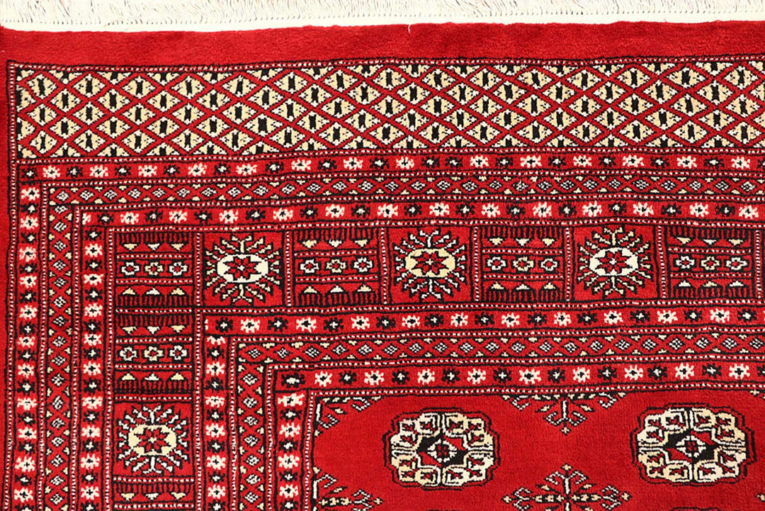 Red Pakistani Bokhara Rug 9' x 11'9" Hand-Knotted | No. QA70871