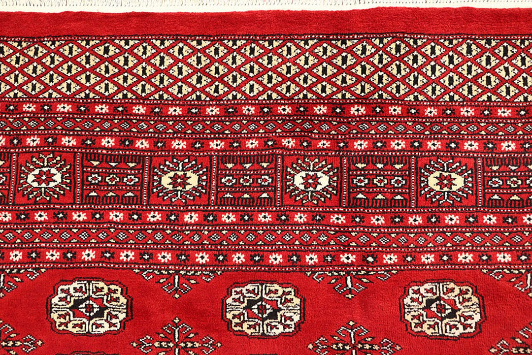Red Pakistani Bokhara Rug 9' x 11'9" Hand-Knotted | No. QA70871