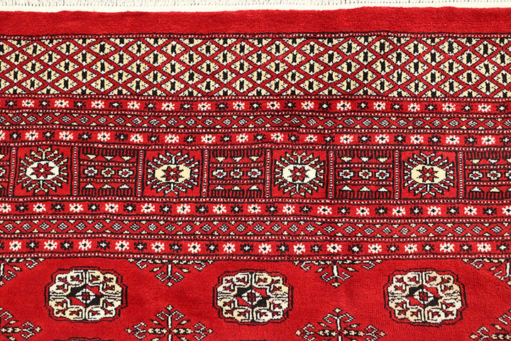 Red Pakistani Bokhara Rug 9' x 11'9" Hand-Knotted | No. QA70871