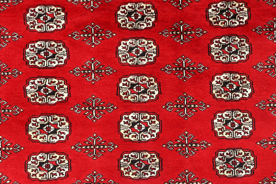 Red Pakistani Bokhara Rug 9' x 11'9" Hand-Knotted | No. QA70871