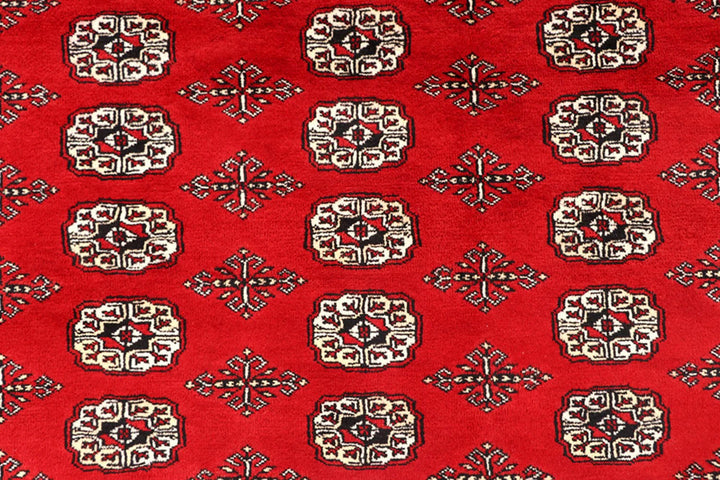 Red Pakistani Bokhara Rug 9' x 11'9" Hand-Knotted | No. QA70871