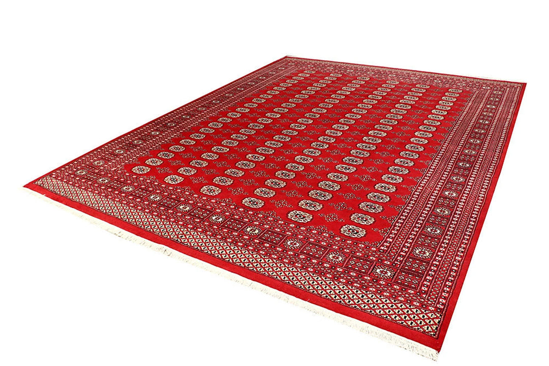 Red Pakistani Bokhara Rug 9' x 11'9" Hand-Knotted | No. QA70871