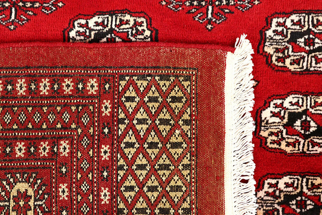 Red Pakistani Bokhara Rug 9' x 11'9" Hand-Knotted | No. QA70871