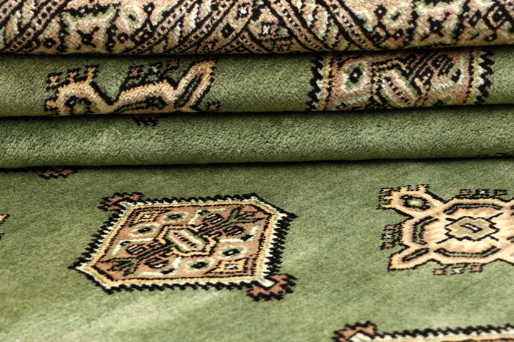 Olive Pakistani Jaldar Rug 6' 9" x 10' 6" Hand-Knotted | No. QA70899