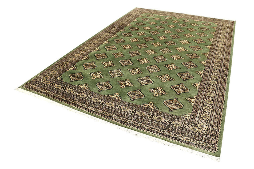 Olive Pakistani Jaldar Rug 6' 9" x 10' 6" Hand-Knotted | No. QA70899