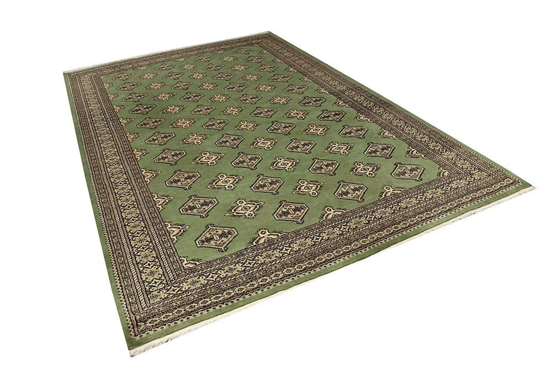 Olive Pakistani Jaldar Rug 6' 9" x 10' 6" Hand-Knotted | No. QA70899
