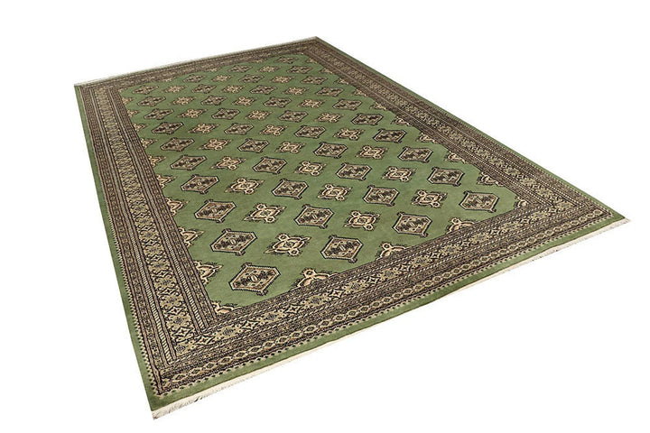 Olive Pakistani Jaldar Rug 6' 9" x 10' 6" Hand-Knotted | No. QA70899