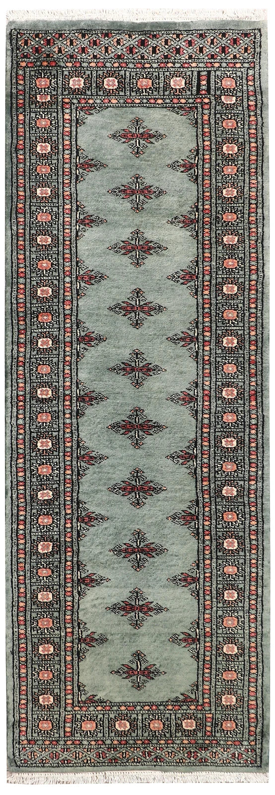Dark Olive Green Pakistani Butterfly Rug 2' 2" x 6' Hand-Knotted | No. QA71065