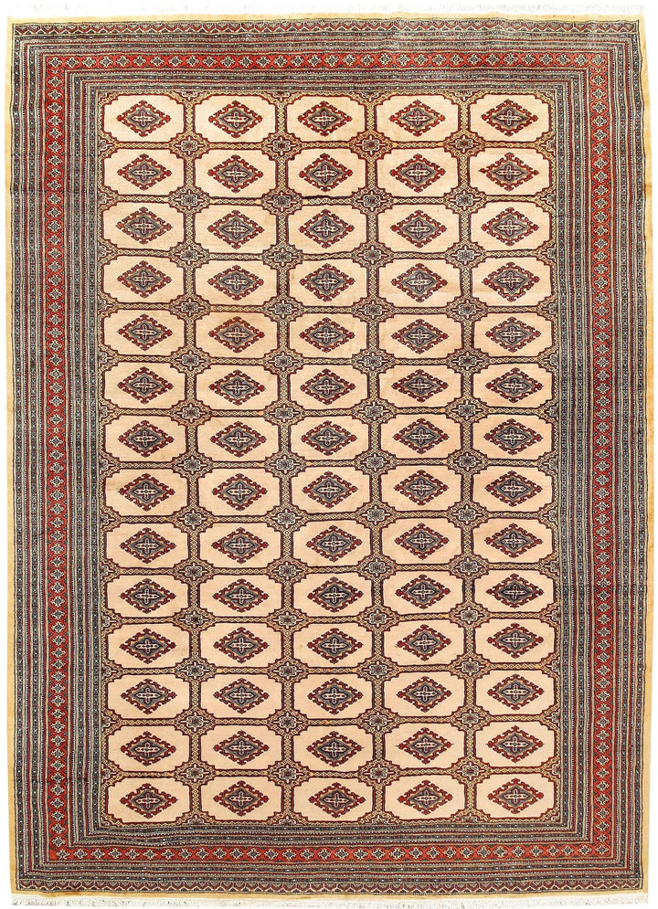 Bisque Pakistani Jaldar Rug 8' 3" x 11' Hand-Knotted | No. QA71122