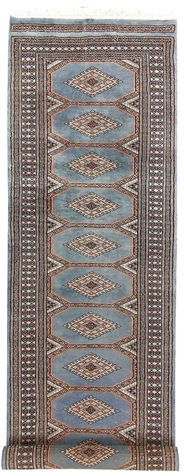 Light Slate Grey Pakistani Jaldar Runner 2' 4" x 8' 10" Hand-Knotted | No. QA71312