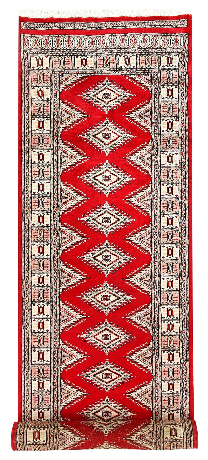 Red Pakistani Jaldar Rug 2' 6" x 9' 9" Hand-Knotted | No. QA71313