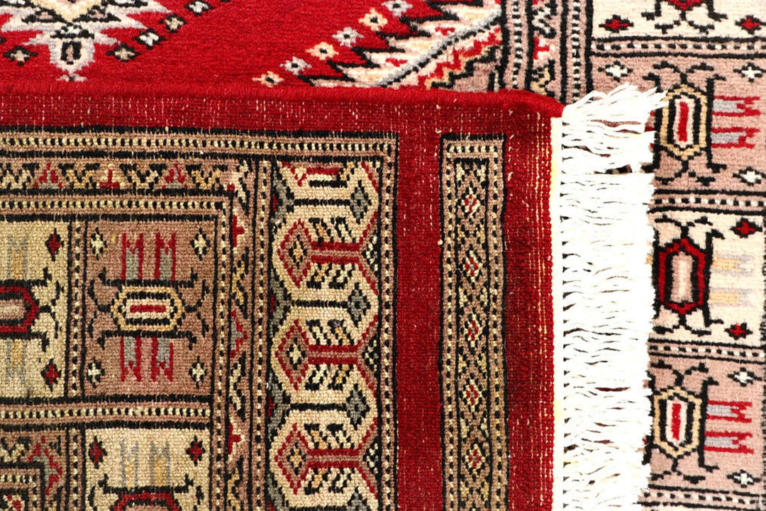 Red Pakistani Jaldar Rug 2' 6" x 9' 9" Hand-Knotted | No. QA71313