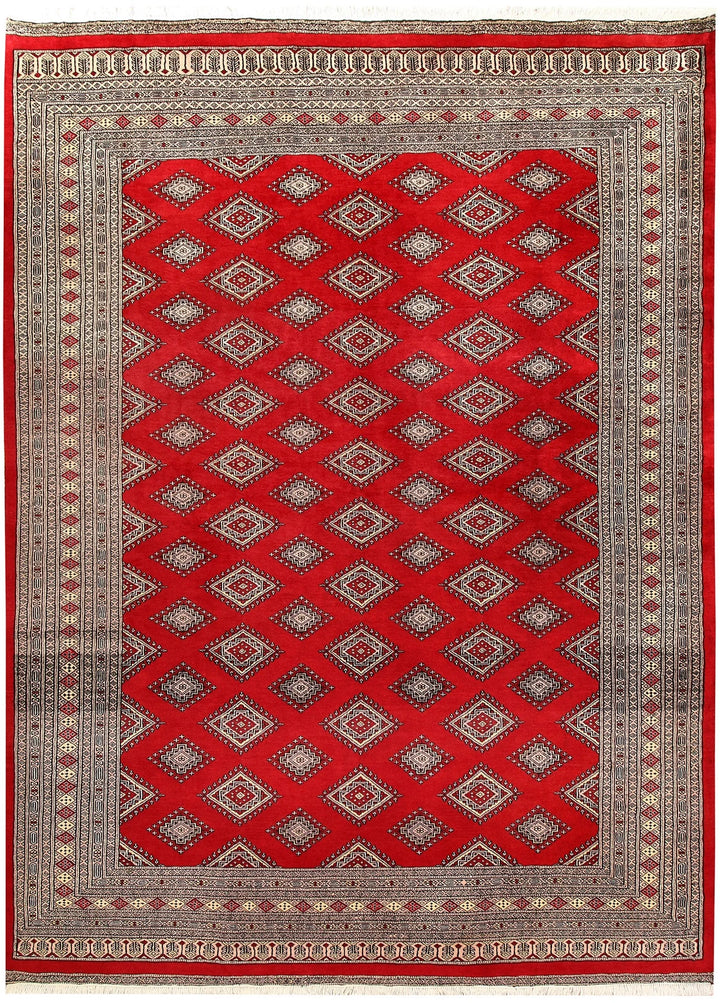 Firebrick Red Pakistani Jaldar Rug 7' x 10' Hand-Knotted | No. QA71404
