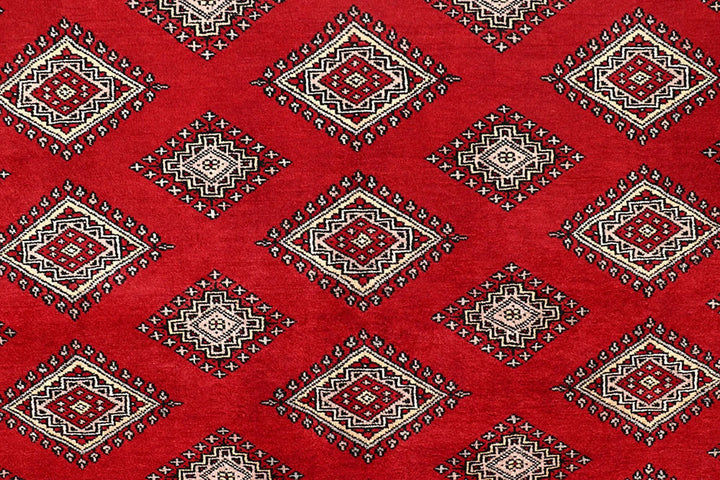 Firebrick Red Pakistani Jaldar Rug 7' x 10' Hand-Knotted | No. QA71404