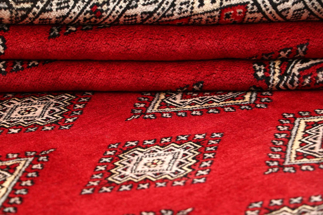 Firebrick Red Pakistani Jaldar Rug 7' x 10' Hand-Knotted | No. QA71404