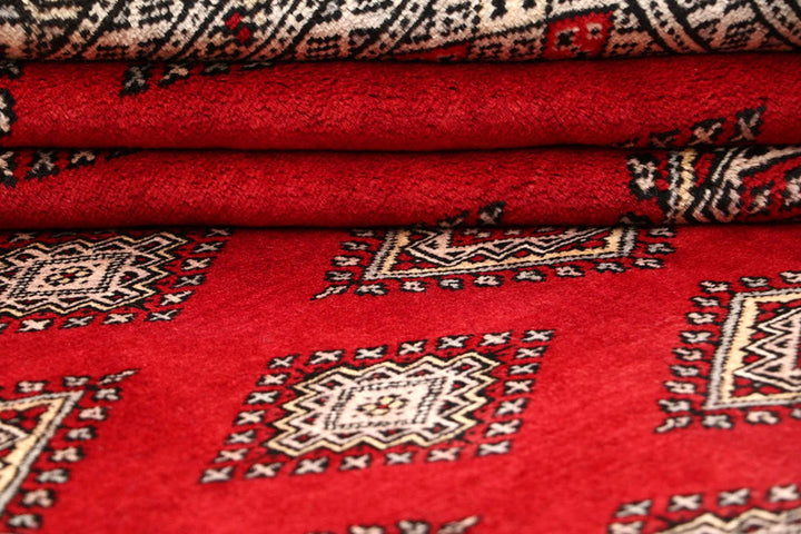 Firebrick Red Pakistani Jaldar Rug 7' x 10' Hand-Knotted | No. QA71404
