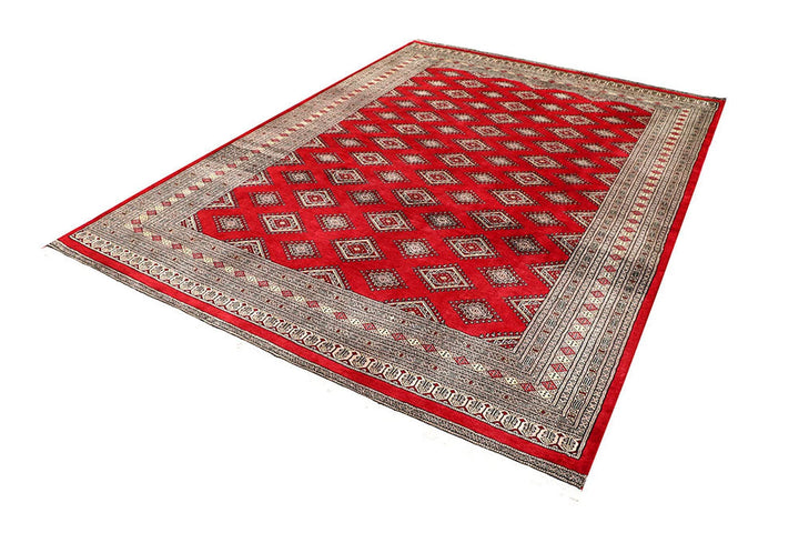 Firebrick Red Pakistani Jaldar Rug 7' x 10' Hand-Knotted | No. QA71404