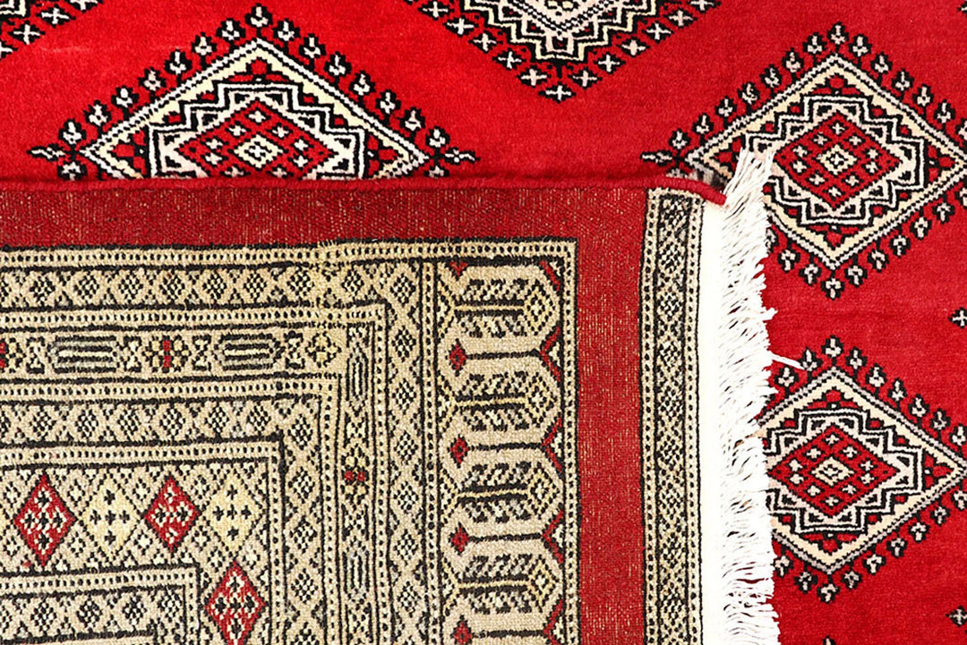 Firebrick Red Pakistani Jaldar Rug 7' x 10' Hand-Knotted | No. QA71404