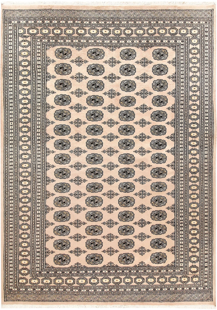 White Bokhara Rug 6' 1" x 8' 8" Hand-Knotted | No. QA71458