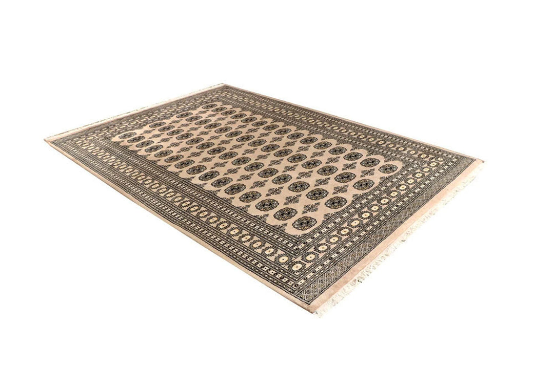 White Bokhara Rug 6' 1" x 8' 8" Hand-Knotted | No. QA71458