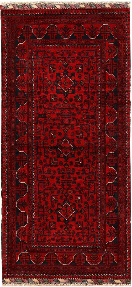 Dark Red Afghan Khal Mohammadi Rug 2' 11" x 6' 4" Hand-Knotted | No. QA71600