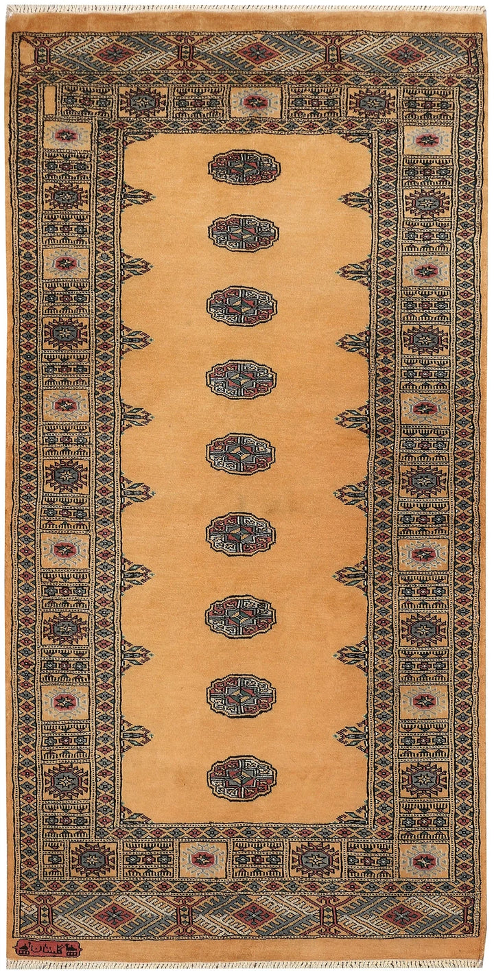 Yellow Pakistani Bokhara Rug 3' 1" x 6' 1" Hand-Knotted | No. QA71689