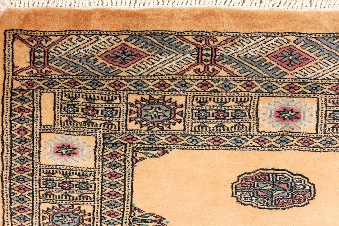 Yellow Pakistani Bokhara Rug 3' 1" x 6' 1" Hand-Knotted | No. QA71689