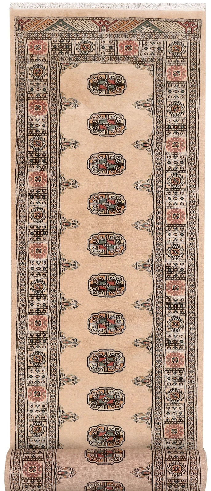 Brown Pakistani Bokhara Rug 2' 7" x 13' 6" Hand-Knotted | No. QA71724