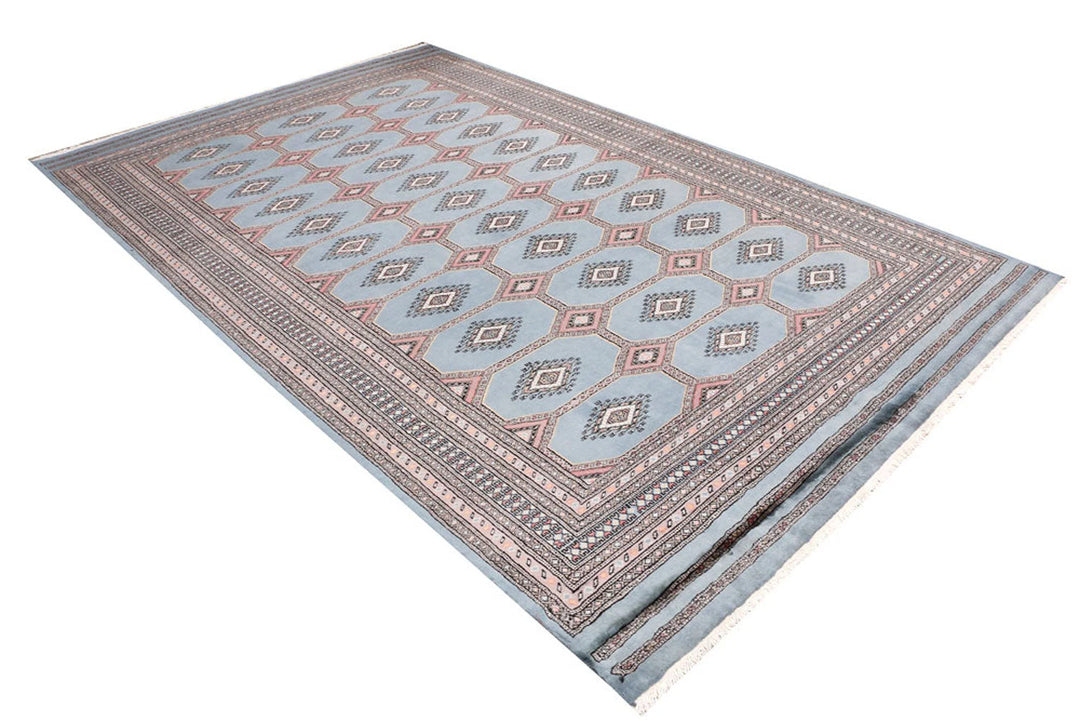 Light Slate Grey Pakistani Jaldar Rug 6' 6" x 10' 4" Hand-Knotted | No. QA71728