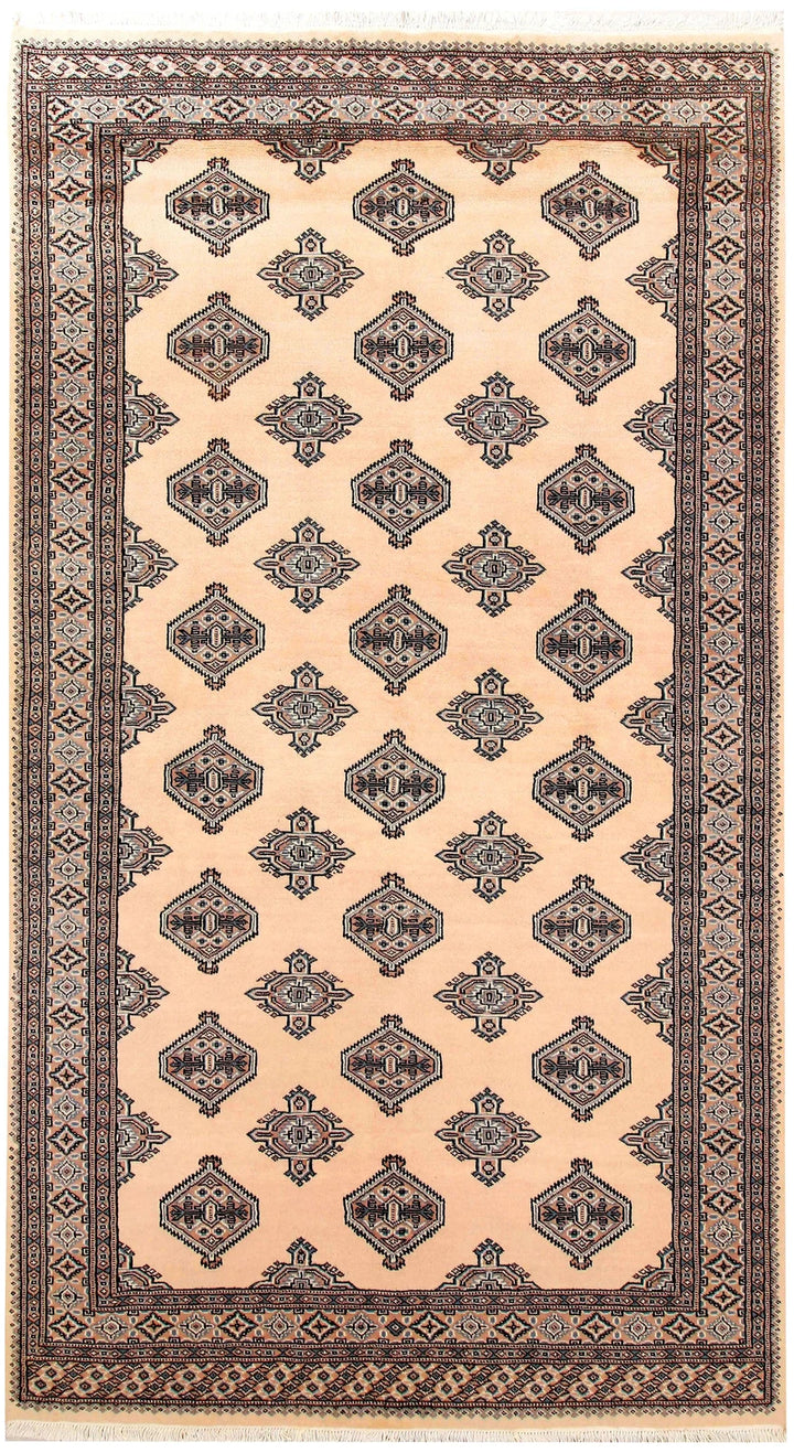 Bisque Pakistani Jaldar Rug 5' 1" x 9' 1" Hand-Knotted | No. QA71756