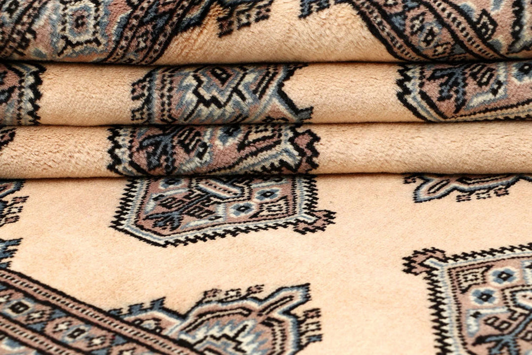 Bisque Pakistani Jaldar Rug 5' 1" x 9' 1" Hand-Knotted | No. QA71756