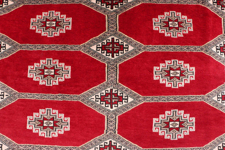 Firebrick Red Pakistani Jaldar Rug 5' 7" x 8' 2" Hand-Knotted | No. QA71988