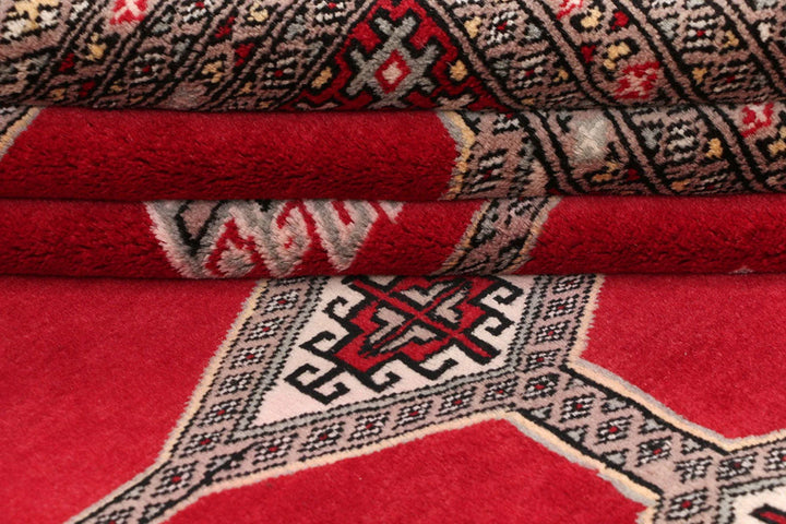 Firebrick Red Pakistani Jaldar Rug 5' 7" x 8' 2" Hand-Knotted | No. QA71988