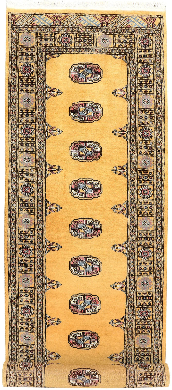 Gold Bokhara Rug 2' 6" x 9' 11" Hand-Knotted | No. QA72004