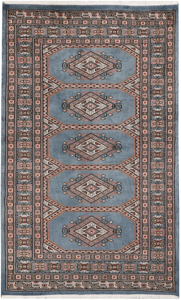 Light Slate Grey Pakistani Jaldar Rug 3' x 4'10" Hand-Knotted | No. QA72024