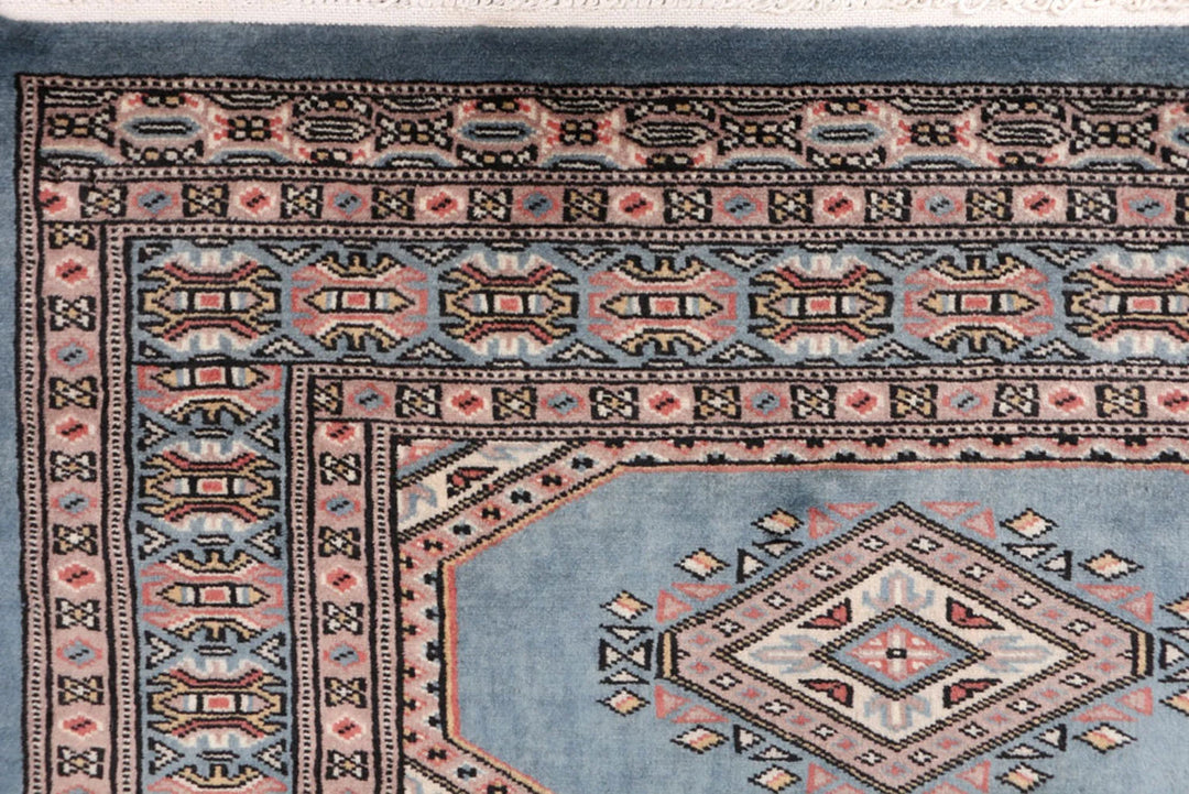 Light Slate Grey Pakistani Jaldar Rug 3' x 4'10" Hand-Knotted | No. QA72024