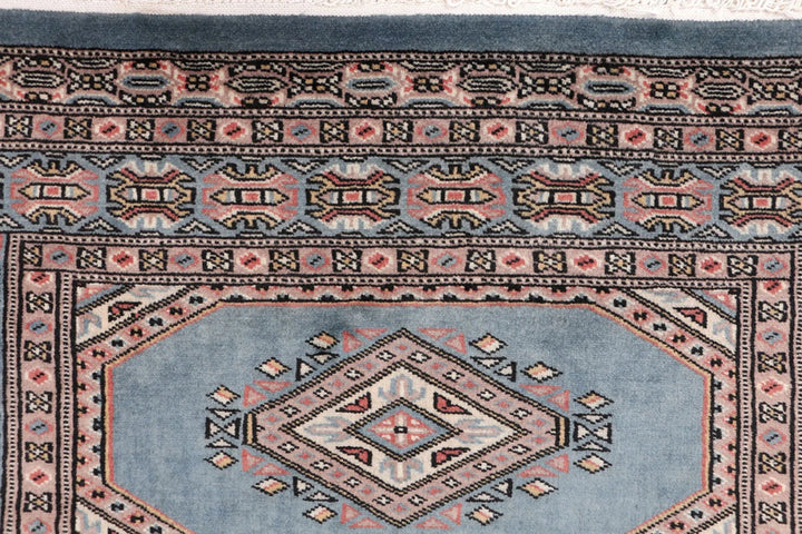 Light Slate Grey Pakistani Jaldar Rug 3' x 4'10" Hand-Knotted | No. QA72024