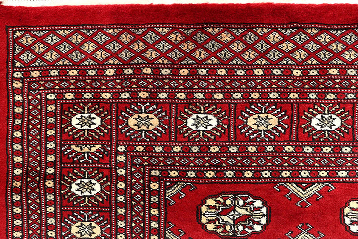 Red Bokhara Rug 6' x 9' 3" Hand-Knotted | No. QA72036