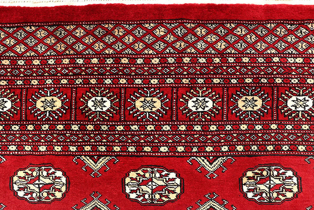 Red Bokhara Rug 6' x 9' 3" Hand-Knotted | No. QA72036