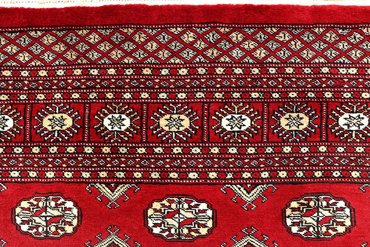 Red Bokhara Rug 6' x 9' 3" Hand-Knotted | No. QA72036