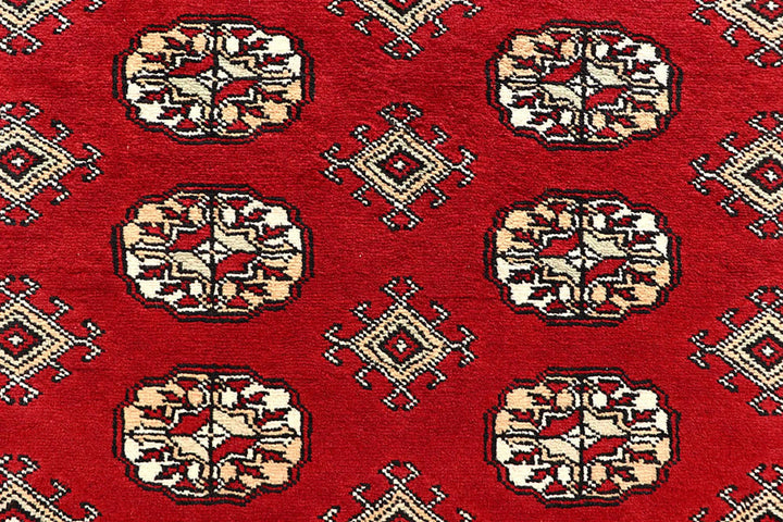Red Bokhara Rug 6' x 9' 3" Hand-Knotted | No. QA72036