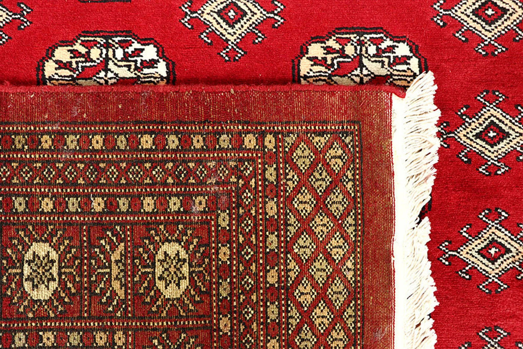 Red Bokhara Rug 6' x 9' 3" Hand-Knotted | No. QA72036