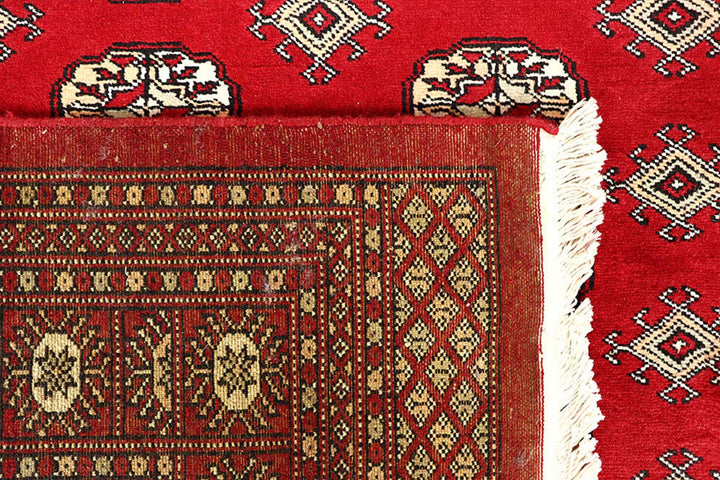 Red Bokhara Rug 6' x 9' 3" Hand-Knotted | No. QA72036