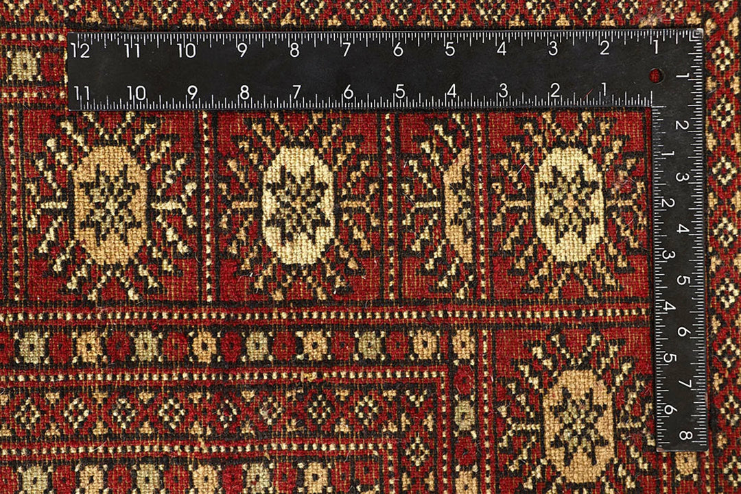 Red Bokhara Rug 6' x 9' 3" Hand-Knotted | No. QA72036