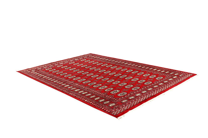 Red Pakistani Bokhara Rug 5' 10" x 8' 6" Hand-Knotted | No. QA72059