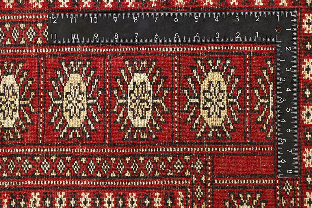 Red Pakistani Bokhara Rug 5' 10" x 8' 6" Hand-Knotted | No. QA72059