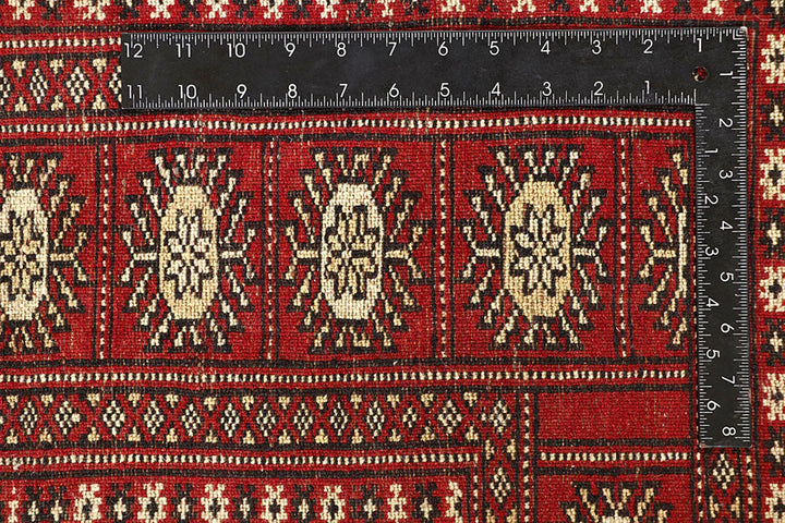 Red Pakistani Bokhara Rug 5' 10" x 8' 6" Hand-Knotted | No. QA72059