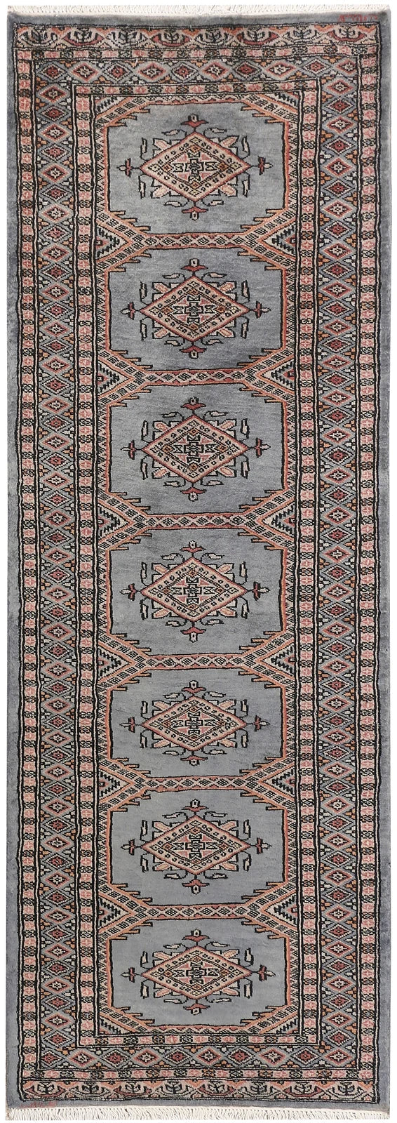 Grey Pakistani Jaldar Rug 2' 1" x 5' 11" Hand-Knotted | No. QA72237