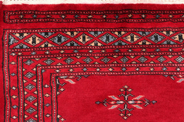 Dark Red Pakistani Butterfly Rug 2' 1" x 6' 4" Hand-Knotted | No. QA72358