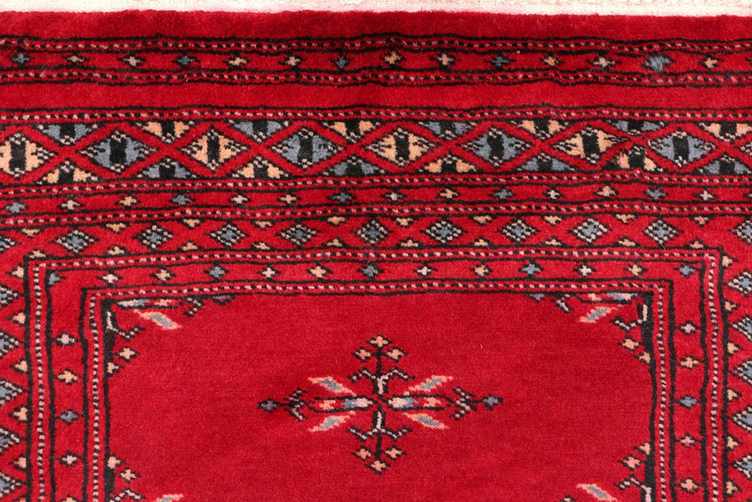Dark Red Pakistani Butterfly Rug 2' 1" x 6' 4" Hand-Knotted | No. QA72358